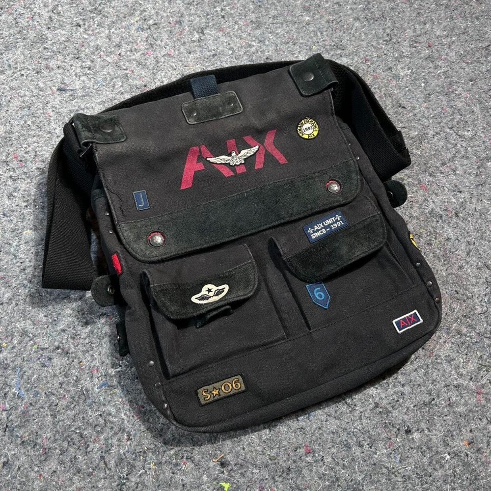 Rare Armani Exchange patched BlackMessenger Bag...